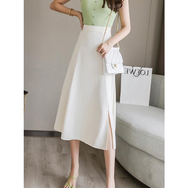 Chân Váy Midi Chữ A Lưng Cao Xẻ Tà Có Size Lớn 40-100KG C8741 Cho Nữ