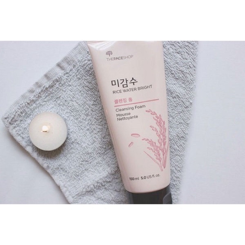 Sữa rửa mặt gạo Rices Water Bright Foaming Cleanser, Sữa Rửa Mặt The Face Shop Hàn Quốc