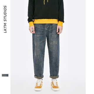 quần jean Thông thường Quần jean thẳng phong cách Nhật Bản Thời trang Retro Quần jean ống rộng cho nam giới