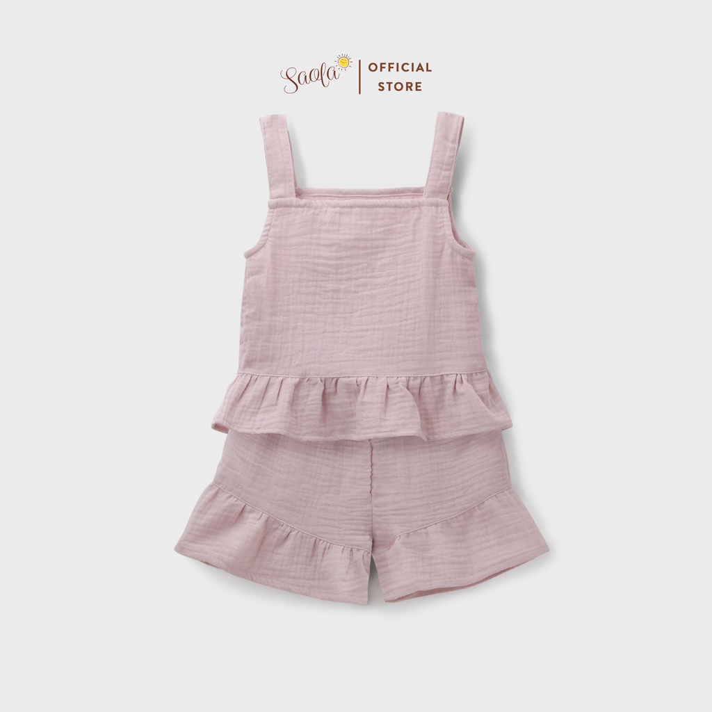 Bộ Hai Dây Bé Gái Chất Liệu Muslin Mềm Mịn Thoáng Mát - 3 Màu - SAOLA KIDS