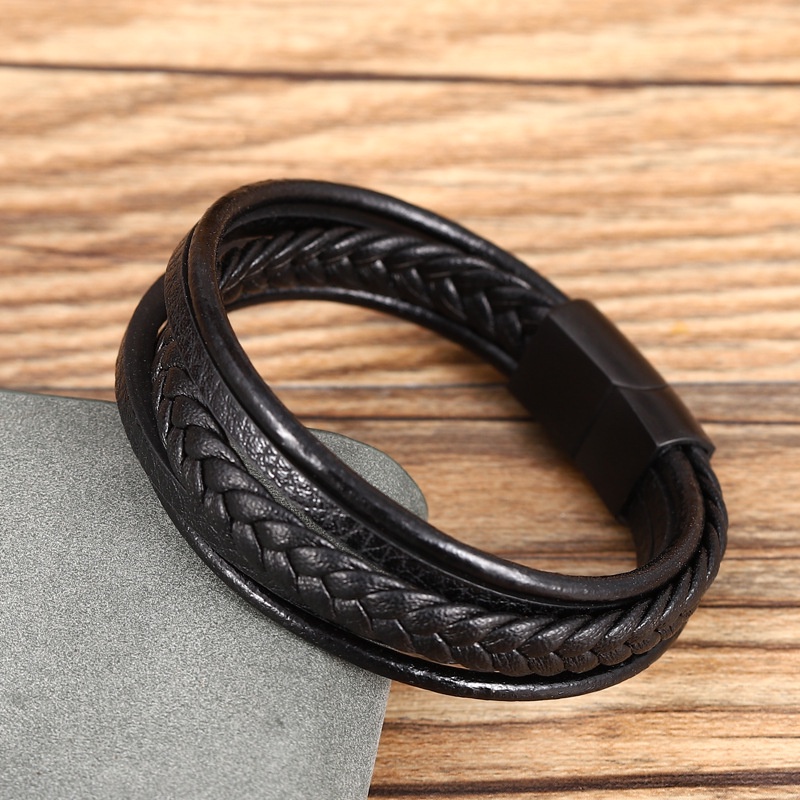 Vòng Tay Cá Tính Unisex Titan không gỉ Leather Đẹp Ngầu Cuban Đơn Giản Lucifer Store Lắc Tay Phong Cách -  Leather