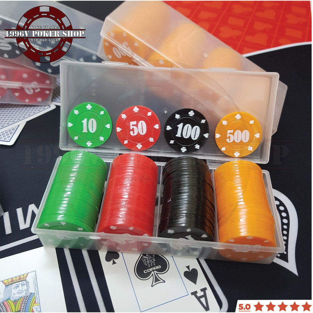 Cọc 25 chip Poker có số, phỉnh poker Quốc Dân chip set pocker nhựa dẻo đẹp giá rẻ - 1996V Poker Shop