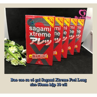 Bao cao su có gai Sagami Xtreme Feel Long  size 53mm hộp 10 cái