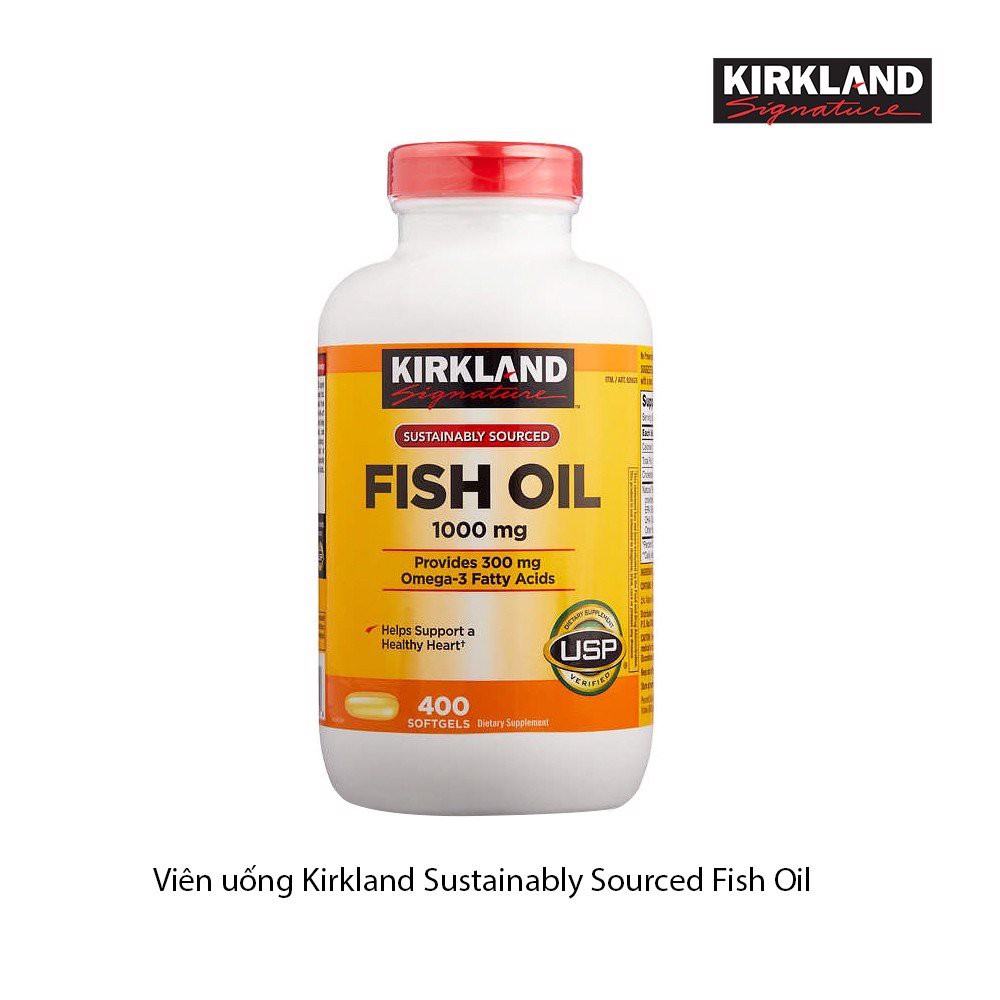 Viên uống dầu cá bảo vệ sức khỏe, sáng mắt Kirkland Signature Fish Oil 1000MG 400 viên của úc