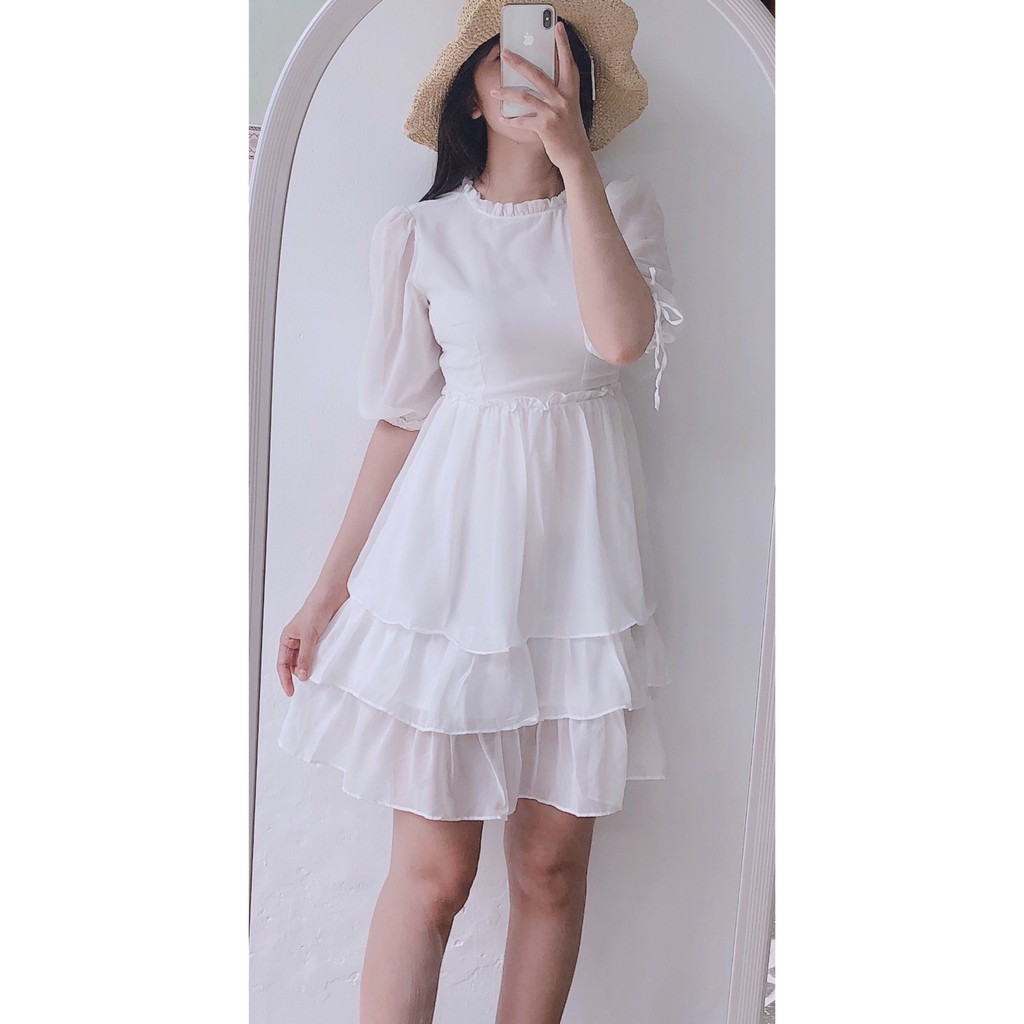 (Ảnh thật) ĐẦM BABY DOLL BÈO TẦNG TRẮNG 2LOP XÒE CÔNG CHÚA ) | BigBuy360 - bigbuy360.vn