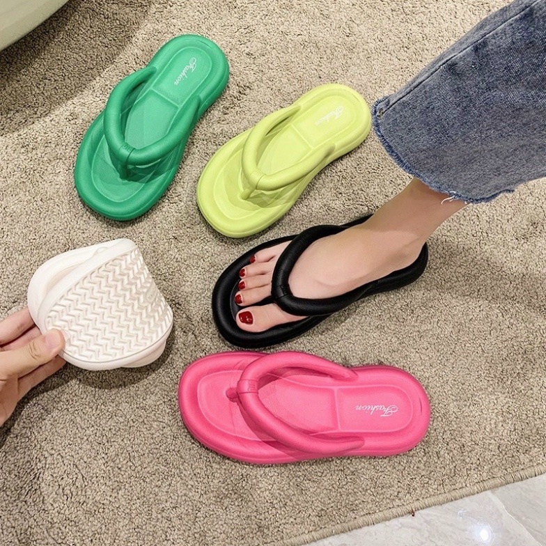 Dép kẹp xỏ ngón nữ quai tròn nhiều màu sắc chất nhựa eva siêu nhẹ đi biển đi mưa không thấm nước - DL167