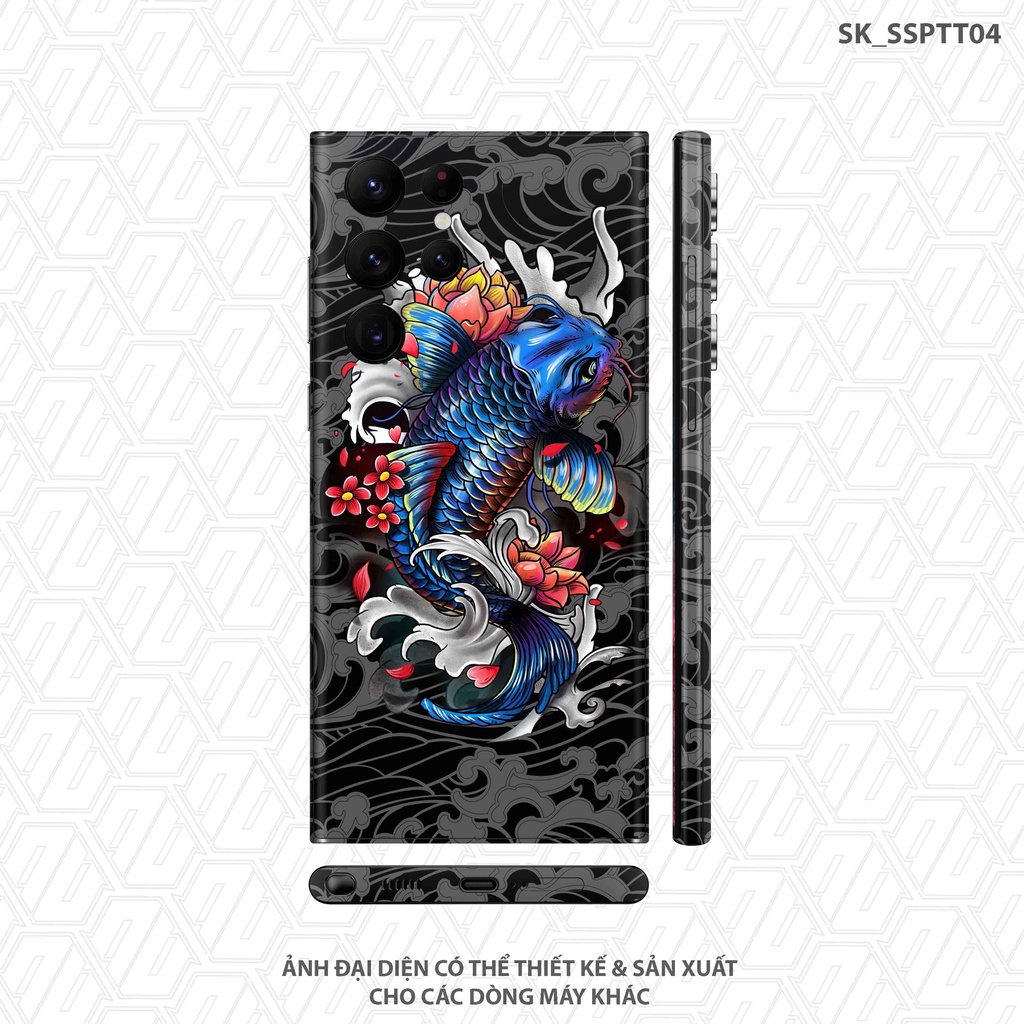 Miếng Dán Skin Hình Cá Chép Tatto Samsung S23 Ultra |SK_SSTT04| Chất Liệu 3M Nhập Khẩu Chính Hãng, Chống Nước, Dễ Dán