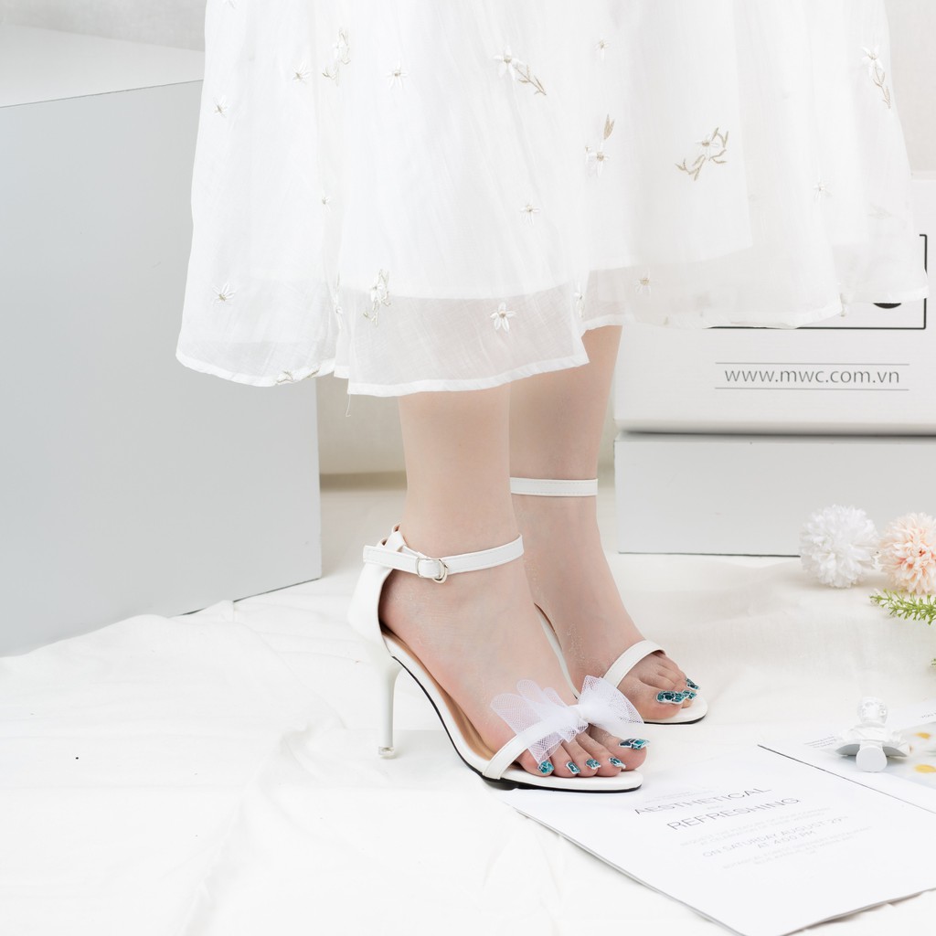 Giày Sandal Cao Gót MWC Đế Nhọn 9CM Đính Nơ Thanh Lịch NUCG - 3903