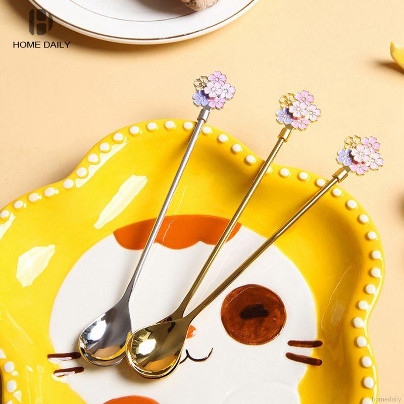 Muỗng Cà Phê Bằng Thép Không Gỉ Thiết Kế Hình Hoa Phong Cách Nhật Bản Độc Đáo