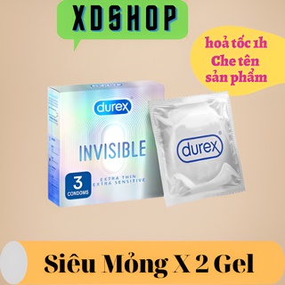 Durex Invisible Extra Thin 3C. Bao cao su Durex siêu mỏng, nhiều gel.
