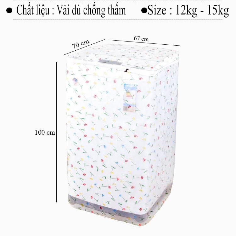 Áo Trùm Máy Giặt Cửa Trên Vải Dù Từ 7kg đến 15kg - Kara House