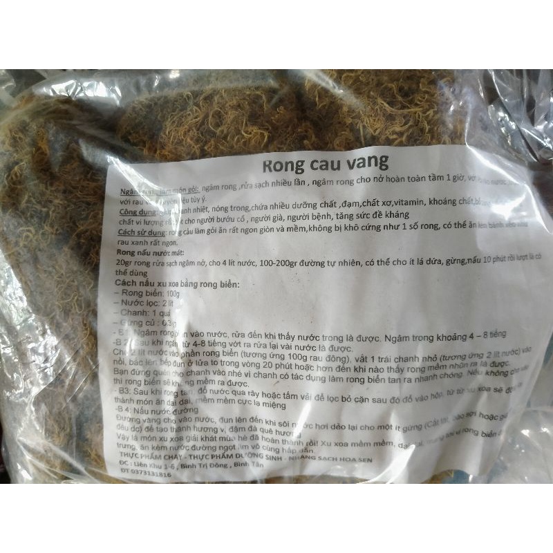 Rong khô vàng làm gỏi,nước mát,xuxoa