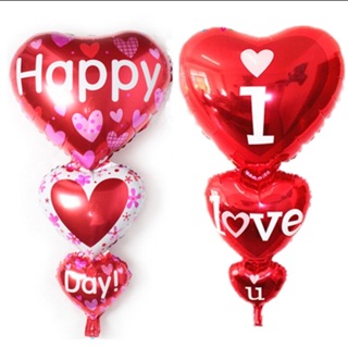 BONG BÓNG 3 TÀNG HÌNH TRÁI TIM IN CHỮ I LOVE YOU - HAPPY DAY HÀNG SẴN KÈM ẢNH THẬT