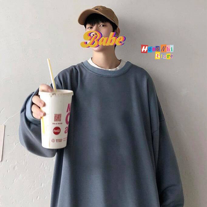 Áo Sweater Trơn Ulzzang Unisex Màu Xám Đậm Chất Nỉ Bông Cao Cấp Dáng Rộng Nam Nữ - MM | BigBuy360 - bigbuy360.vn