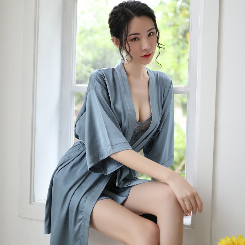 Váy Ngủ Sexy - Đầm Ngủ Sexy Ren Vải Phi Lụa Mỏng Có Kèm Áo Choàng Thắt Dây UNIVERSALXXX - DNS26 | BigBuy360 - bigbuy360.vn