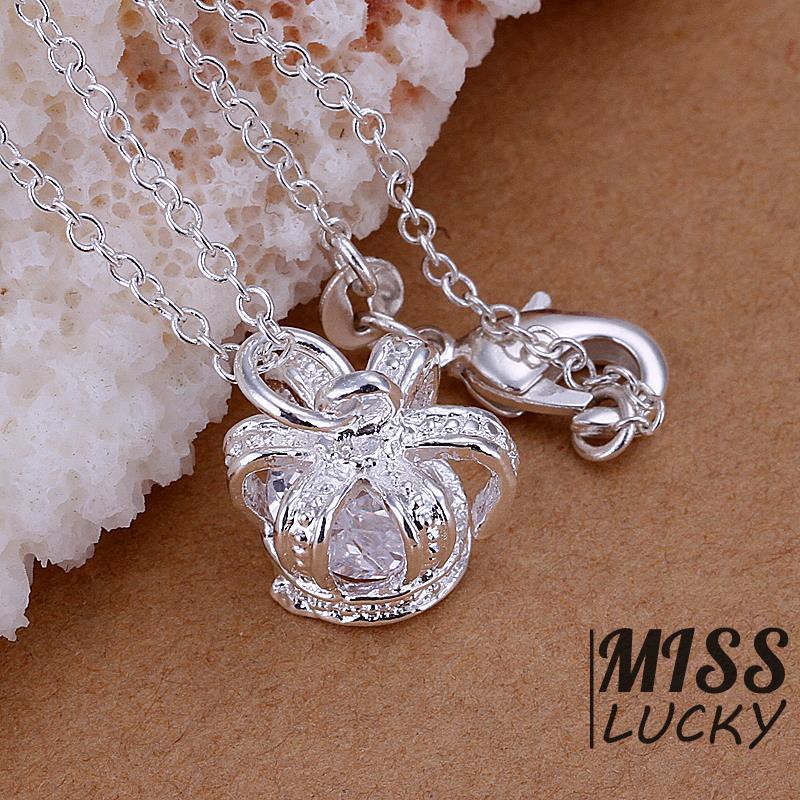 Mặt dây chuyền hình vương miện đính đá lấp lánh cho phái nữ