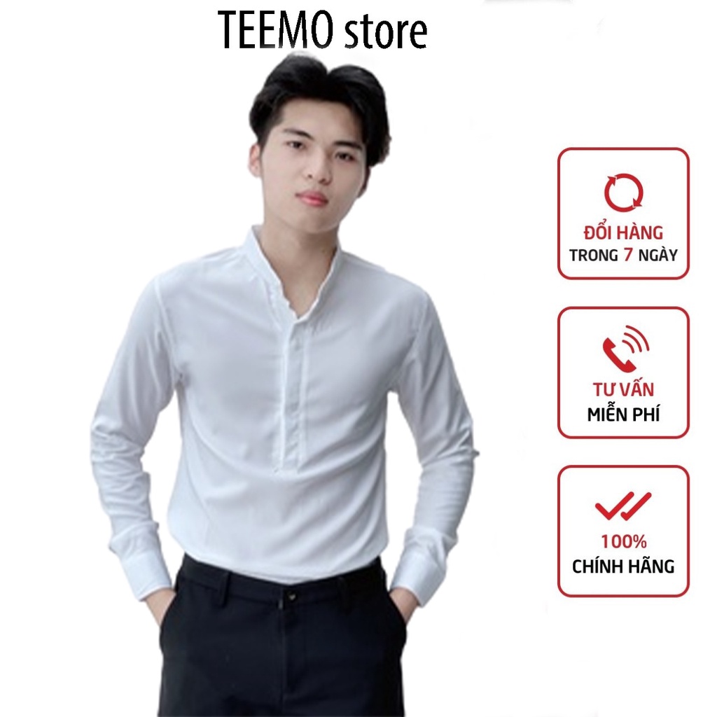 Áo sơ mi nam cổ trụ lửng form rộng TEEMO SM35