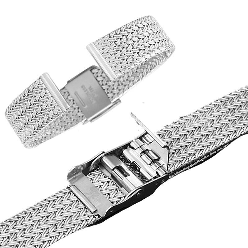 Dây Đeo Đồng Hồ Bằng Thép Không Gỉ Dạng Lưới Kích Thước 16mm 18mm 20mm 22mm Thông Dụng Cho DW
