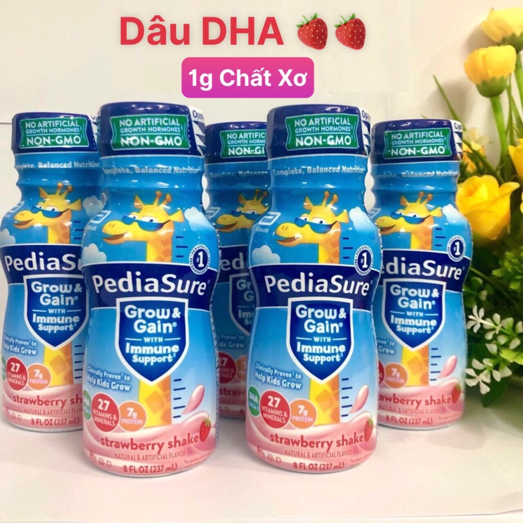 ❤ [Quận 3] [Date 10/2023] Thùng 24 chai Sữa nước Pediasure Dâu Grow Gain DHA  237ml Mỹ Tăng cân nặng chiều cao - HỎA TỐC