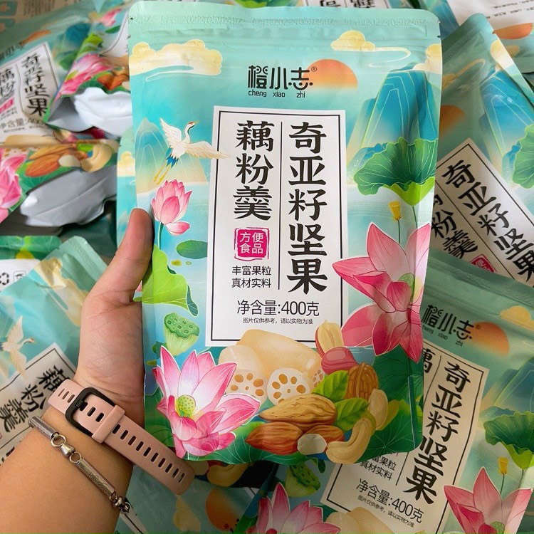 Bột củ sen mix hạt dinh dưỡng Meizhoushike 500g dạng cốm - đồ ăn vặt dưỡng nhan, giảm cân, ăn kiêng