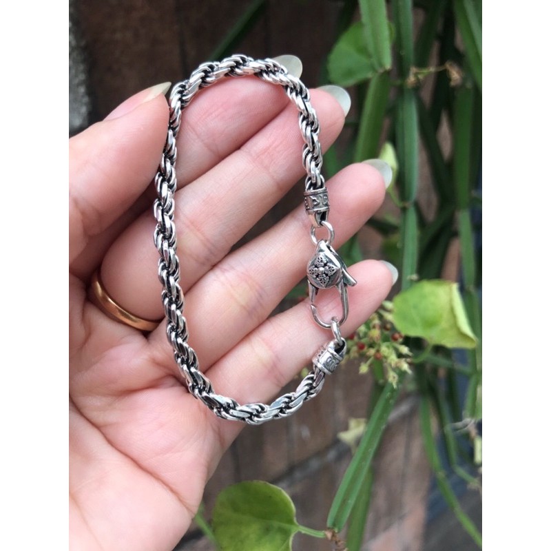 Lắc Tay Bạc Thái S925 Móc khoá Hoa Mandala Chùy Kim Cang và Om Mani Padme Hum