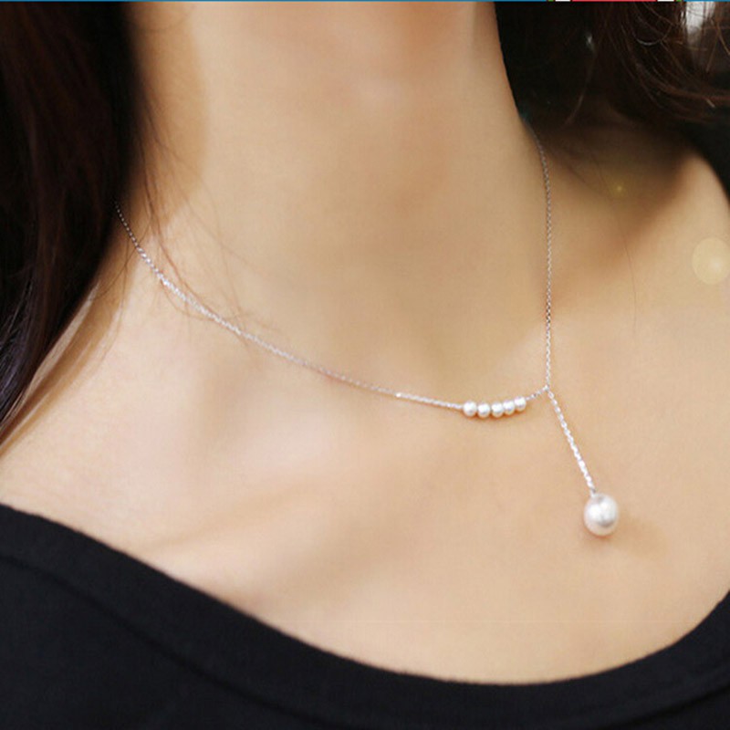 Dây chuyền hợp kim xâu hạt trai giả thanh lịch và thời trang cho nữ