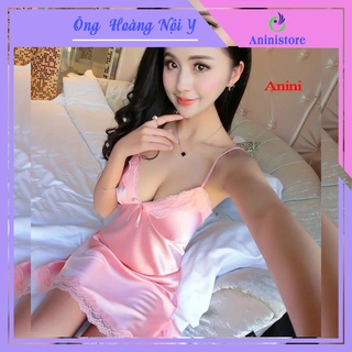 Váy ngủ 2 dây quyến rũ phi lụa satin sexy quyến rũ aninistore - v16