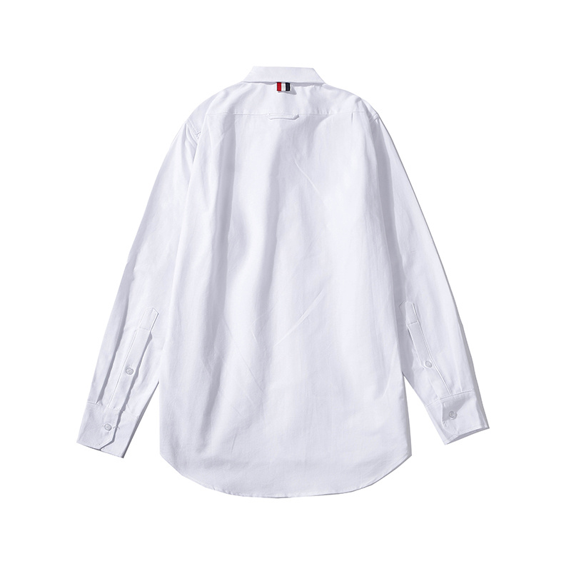 THOM BROWNE Fashion cotton long sleeve shirt Dolphin Embroidered office business shirt top Unisex