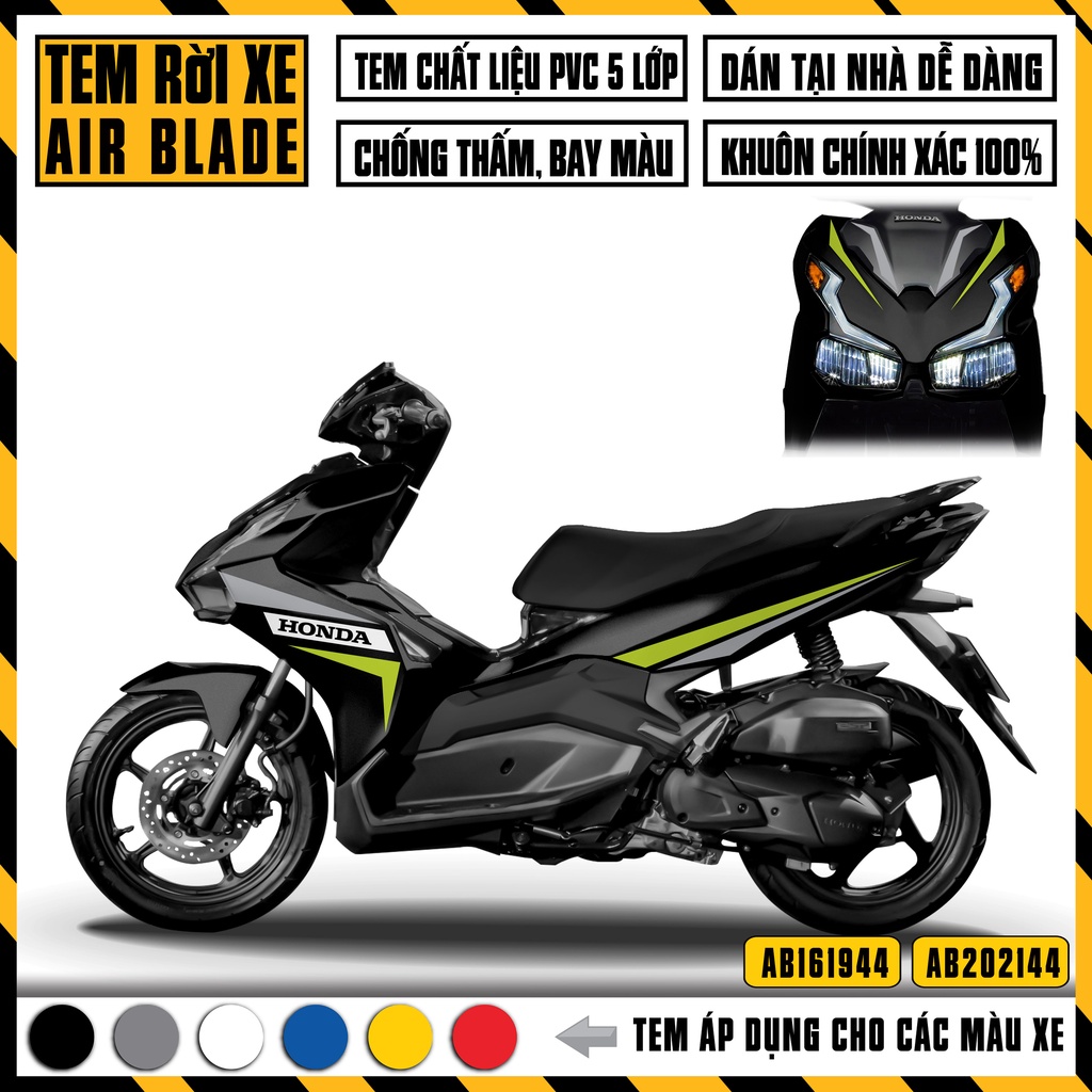 Tem Airblade 150 / 125 Đẹp Chọn Màu | AB44 | Tem Rời AB Dán Xe Air Blade 2016 2019 2020 2021 2022 Decal Cao Cấp