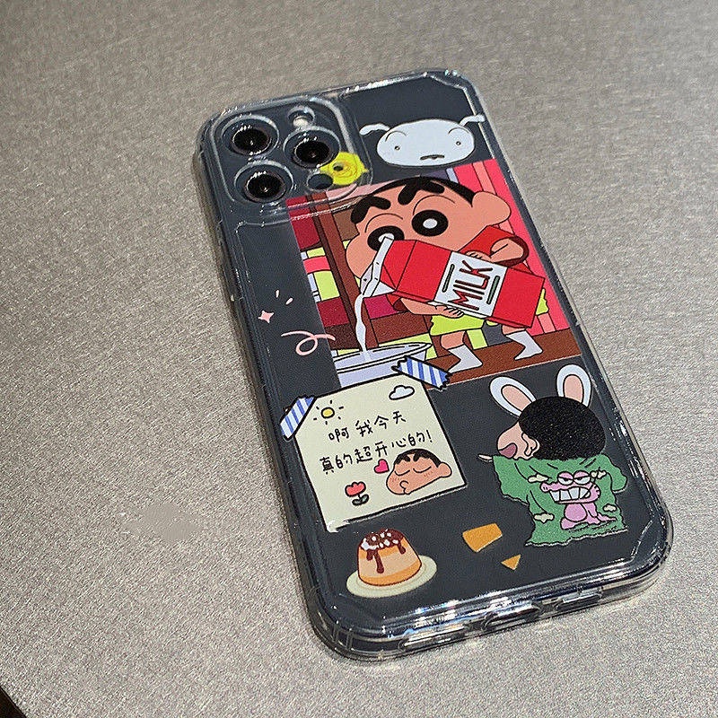 Dilireba Same Style Crayon Xiaoxin Iphone13 Phone Case Xsmax Transparent XR Cartoon 78plus All-Inclusive ijAA