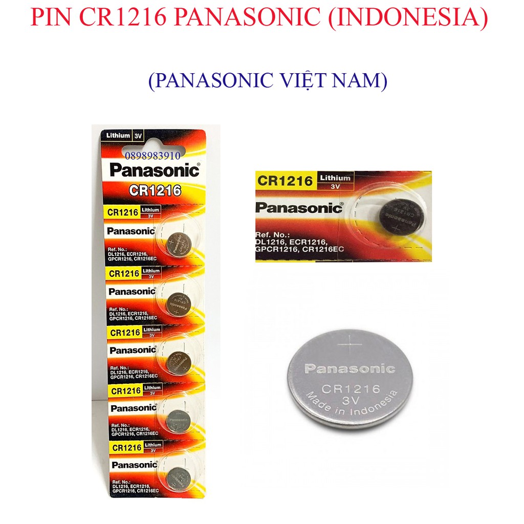 Pin CR1216 PANASONIC 3v Lithium vỉ 5 viên