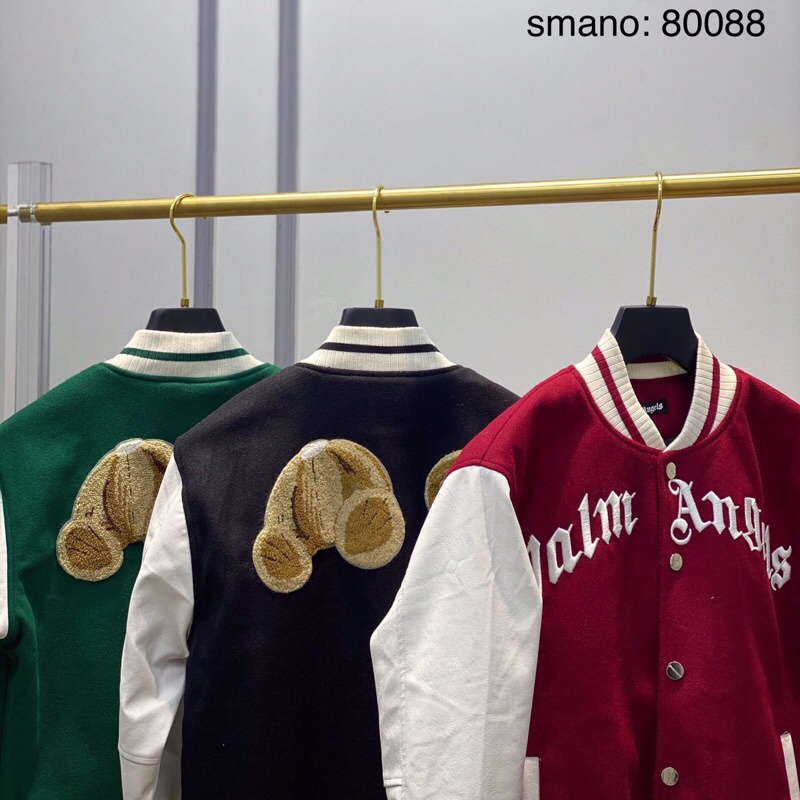 Áo khoác nỉ bomber gấu palm angels mùa thu đông, mặc nam nữ, đơn đôi nhóm, ảnh thật