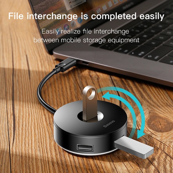 Bộ HUB chuyển đổi Type C sang USB 3.0 Baseus Round Box HUB