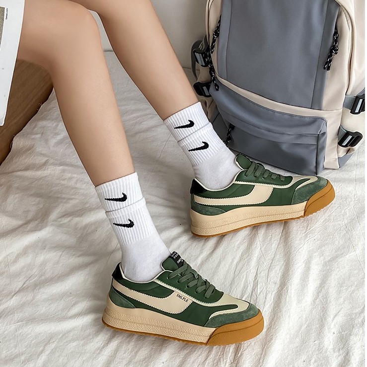 FULLBOX Giày thể thao Ulzzang giày Sneaker phối màu đế độn