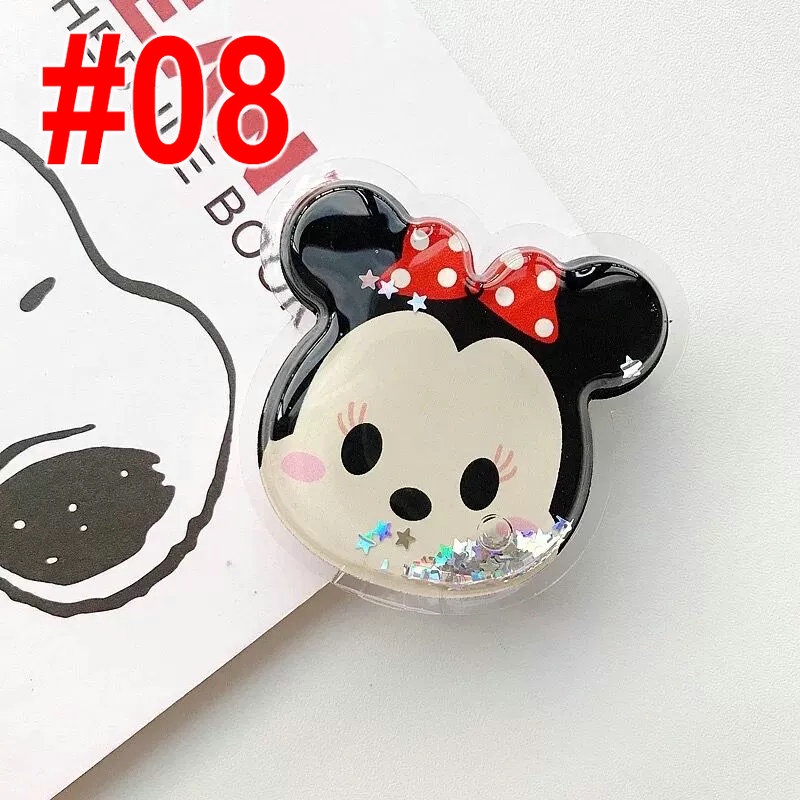 Giá đỡ điện thoại kim tuyến nước in hình Doraemon / Mickey / Minnie / Mèo / Crayon / Snoopy / vịt / Mike