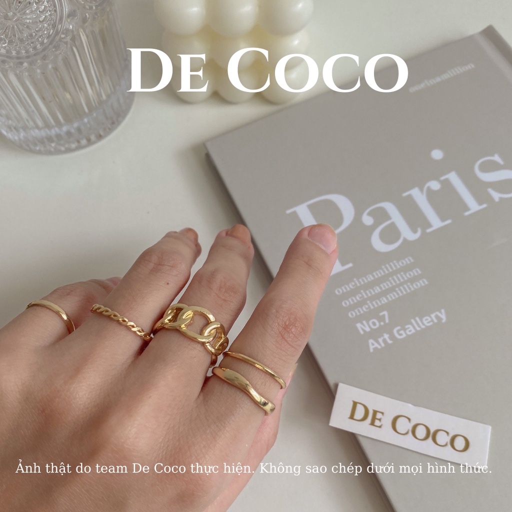 Set nhẫn nữ 5 chiếc basic màu vàng Gold De Coco
