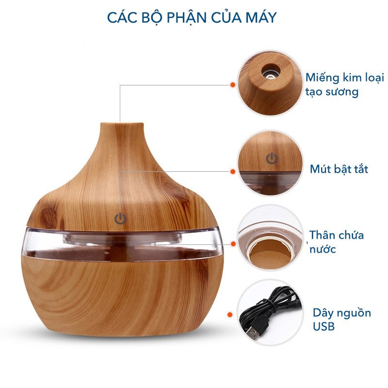 Máy Xông Tinh Dầu 300ml Aroma Cao Cấp Máy Khuếch Tán Tinh Dầu Phun Sương Toả Hương Tạo Ẩm Thơm Mát Phòng Và Đuổi Muỗi