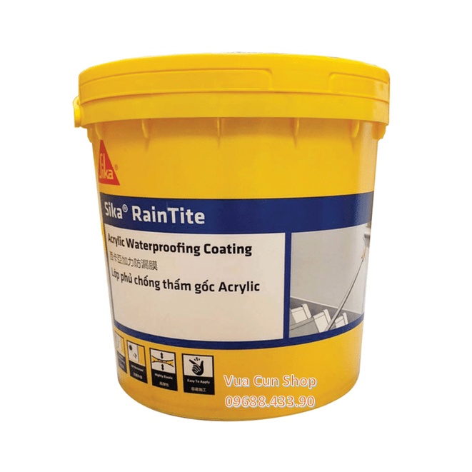 Chất chống thấm - Chống thấm sàn mái bê tông, tường Sika Raintite Grey (20kg)