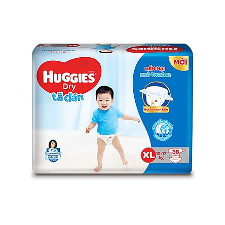 Tã dán HUGGIES DRY XL38 ( từ 12-17kg) - HSD luôn mới
