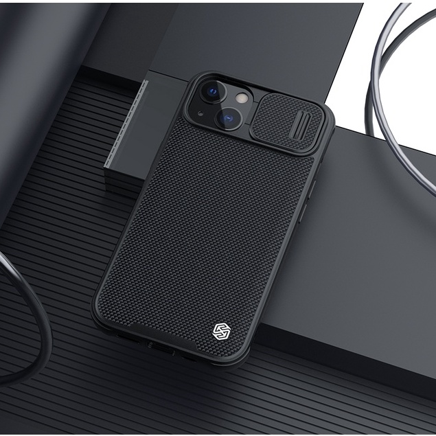 Ốp lưng VẢI CAO CẤP iPhone 13 Pro Max 12 Pro Max 11 Pro Max hiệu Nillkin textured Màu đen