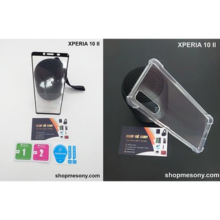 Kính cường lực Full màn Full keo Xperia 10 II / Ốp lưng trong suốt chống sốc Xperia 10 Mark 2