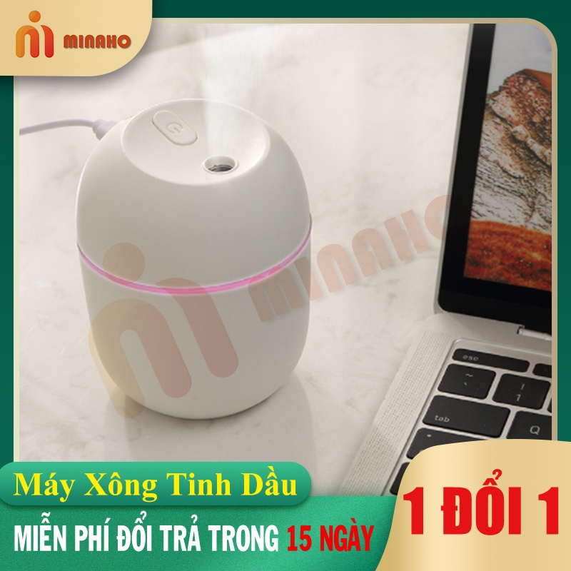 Máy Phun Sương Tạo Độ Ẩm Không Khí Minaho - Khuếch tán tinh dầu, làm thơm phòng - Có Đèn Ngủ Để Bàn - Dung Tích 220ml