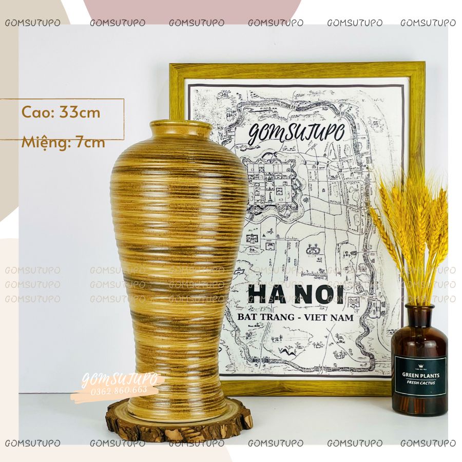 Lọ Hoa Men VÀNG MỘC - Bình Hoa Decor Trang Trí gomsutupo - Gốm Sứ TUPO Bát Tràng