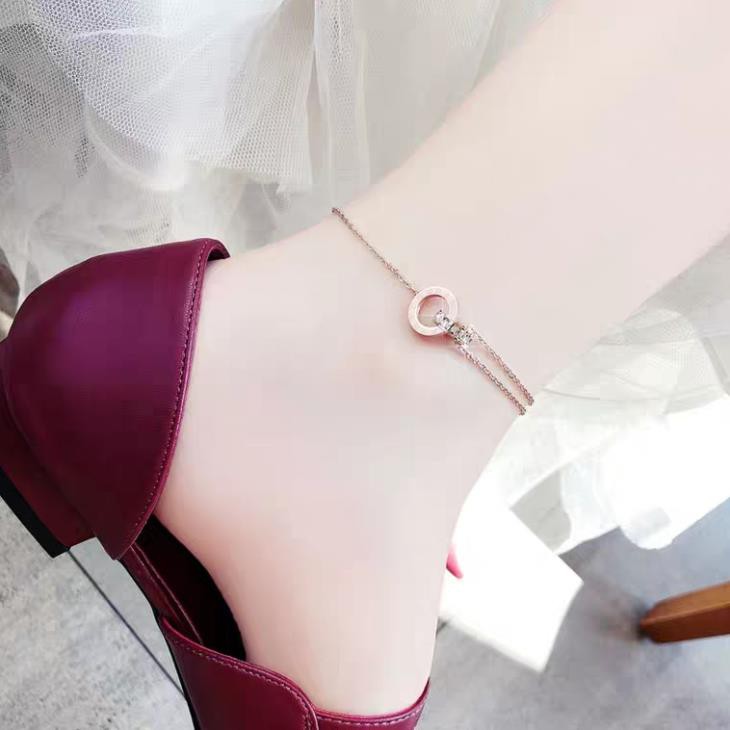 [HÀNG CAO CẤP] Lắc Chân Nữ, Lắc Chân Titan Không Han Gỉ - Mẫu 2 Mặt Lồng Nhau Đính Đá | BigBuy360 - bigbuy360.vn