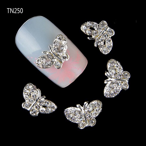 [Hàng mới về] Bộ 10 hạt đá trang trí móng tay nghệ thuật thiết kế hình bươm bướm 3D thời trang