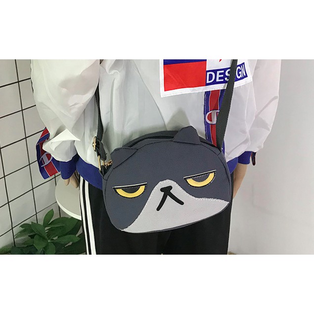 Túi đeo chéo Canvas - Mèo láo