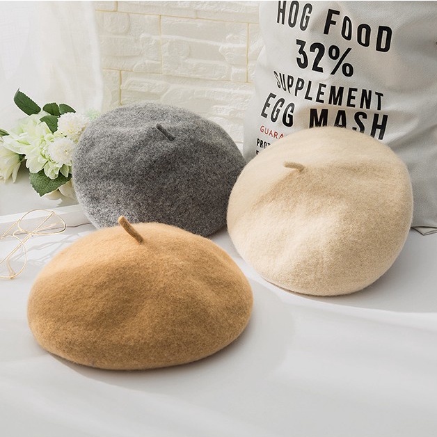 Mũ cho bé gái - Mũ nồi len beret siêu xinh có dây rút cho bé gái từ 2-8 tuổi chất mềm mịn có chóp củ cải ML02