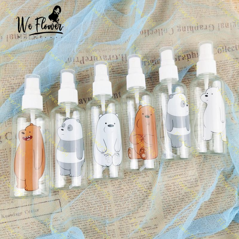 [Hàng mới về] Chai xịt rỗng 100ml đựng mỹ phẩm nhỏ gọn họa tiết gấu hoạt hình đa dụng