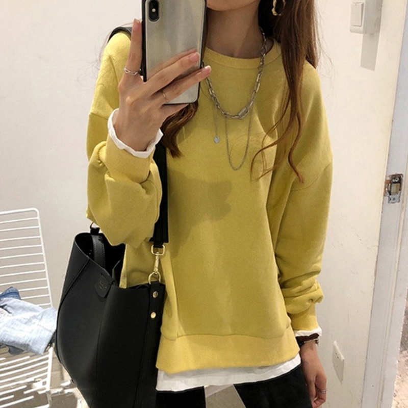 Áo Nỉ Dài Tay Giả Hai Lớp Form Rộng Thời Trang