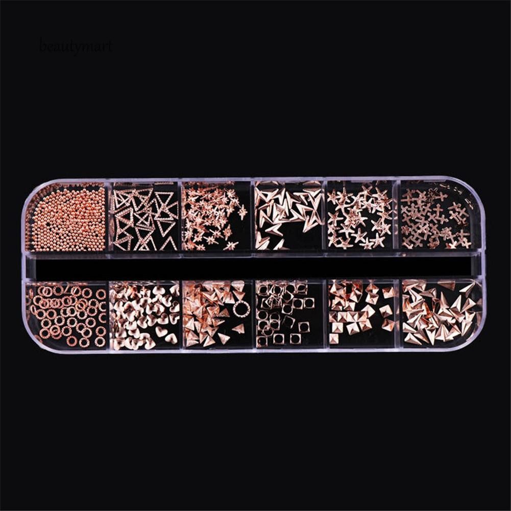 Hộp 12 loại phụ kiện trang tri móng đẹp mắt